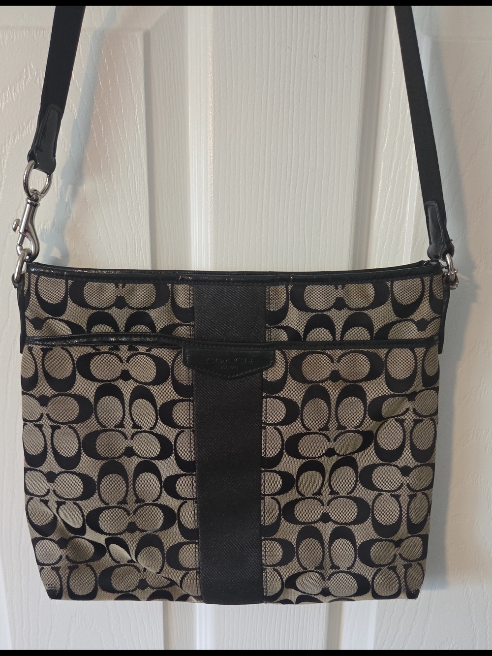 Coach Signature Stripe File Crossbody